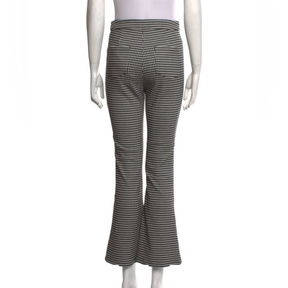 Sandy Liang Front Zip Flare Pants, Black and White Check, Size 10 - Picture 5 of 10